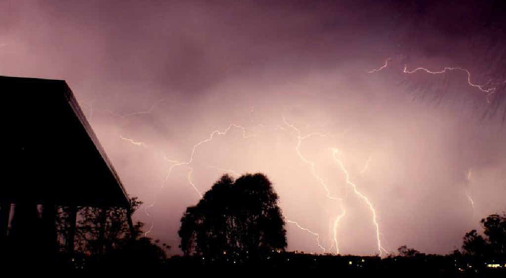 Several lightning strikes across Warwick during Tuesday night’s storm.
